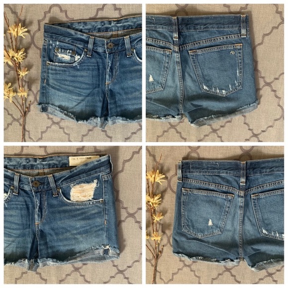 Rag & Bone Light Distressed Denim Boyfriend Shorts - Picture 6 of 10